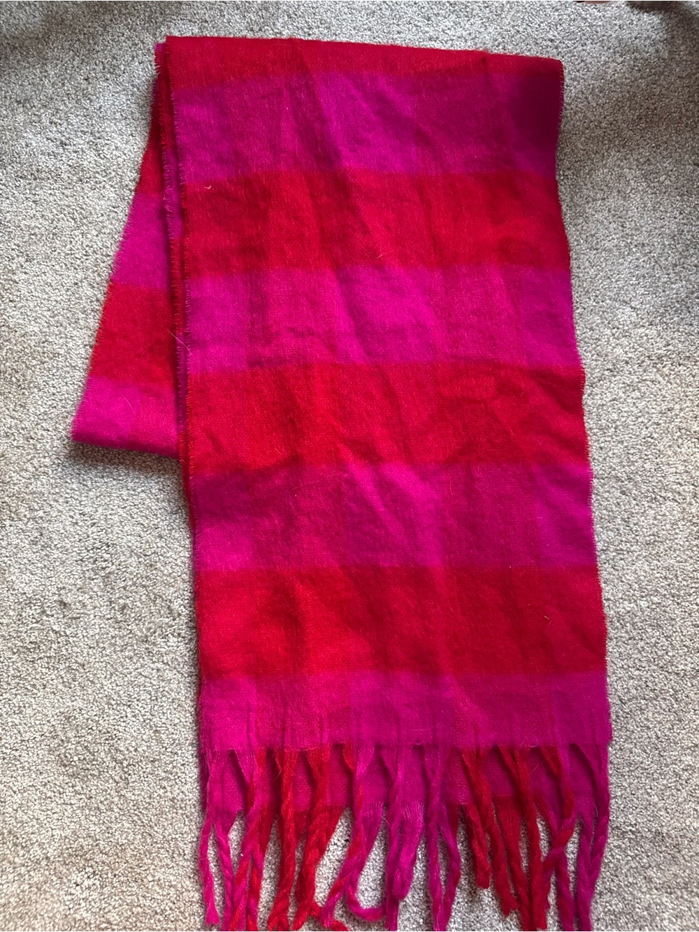 Women’s Pink & Red Stripe blanket Scarf